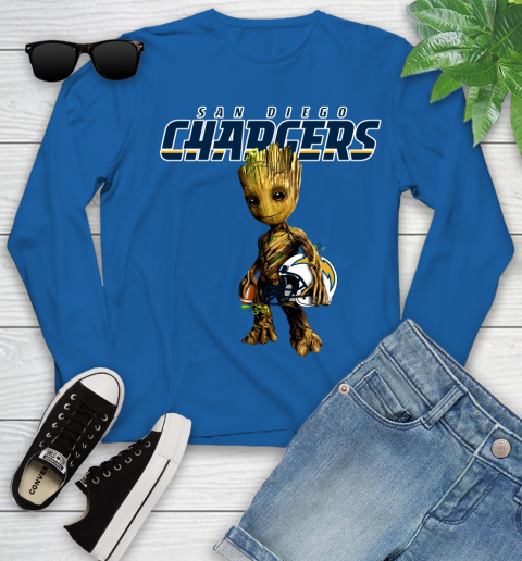 Los Angeles Chargers NFL Football Groot Marvel Guardians Of The Galaxy Youth Long Sleeve 9