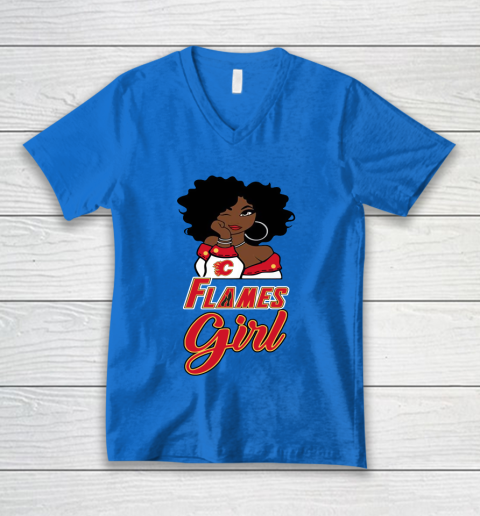 Calgary Flames Girl NHL V-Neck T-Shirt 6