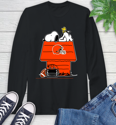 Cleveland Browns NFL Football Snoopy Woodstock The Peanuts Movie Long Sleeve T-Shirt 2