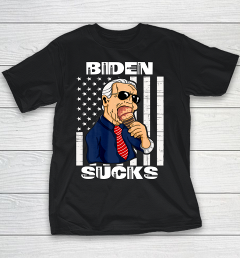 Biden Sucks Shirt American Flag Anti Biden Ice Cream Youth T-Shirt