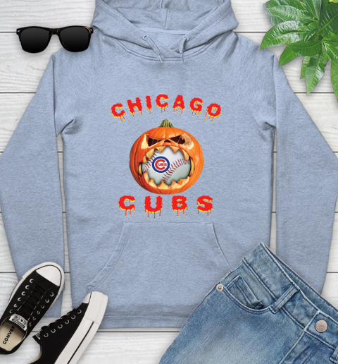 MLB Chicago Cubs Halloween Pumpkin Baseball Sports Youth Hoodie 10