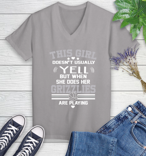 Memphis Grizzlies NBA Basketball I Yell When My Team Is Playing Women's V-Neck T-Shirt 4