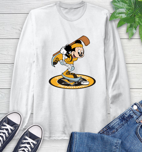 NHL Hockey Pittsburgh Penguins Cheerful Mickey Disney Shirt Long Sleeve T-Shirt 2