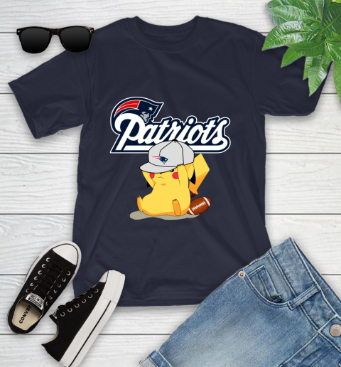 NFL Pikachu Football Sports New England Patriots Youth T-Shirt 3