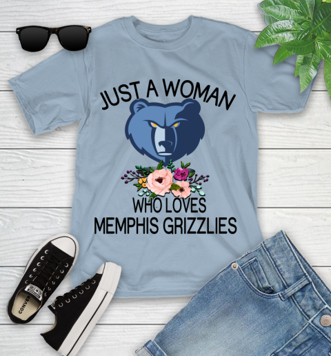 NBA Just A Woman Who Loves Memphis Grizzlies Basketball Sports Youth T-Shirt 6