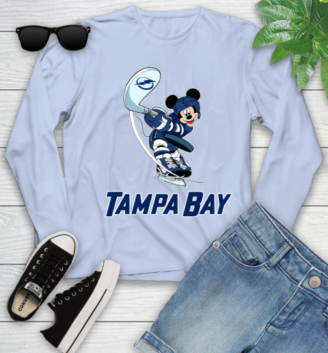 NHL Hockey Tampa Bay Lightning Cheerful Mickey Mouse Shirt Youth Long Sleeve 9