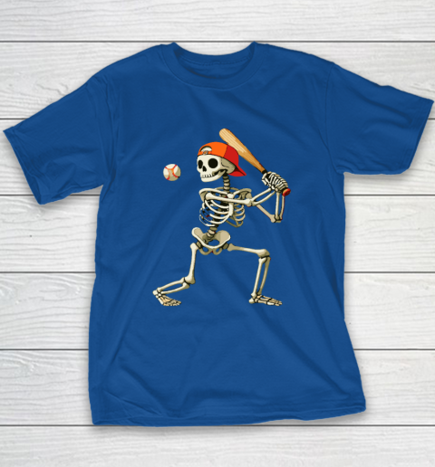 Skeleton Baseball Halloween Costume Funny Youth T-Shirt 6