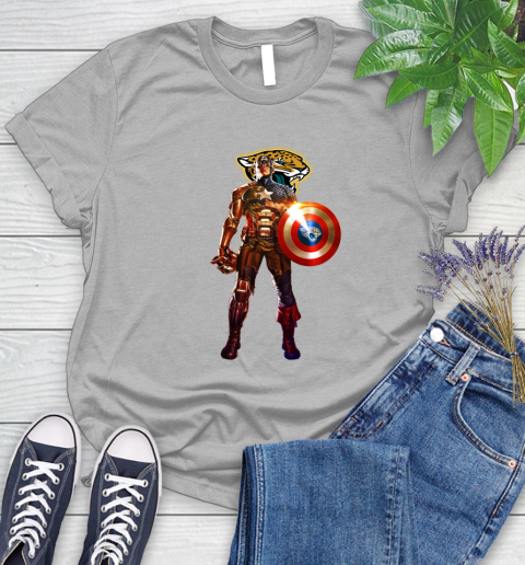 NFL Captain America Marvel Avengers Endgame Football Sports Jacksonville Jaguars Women's T-Shirt 5