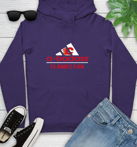NHL A Badass Calgary Flames Fan Adidas Hockey Sports Youth Hoodie 5