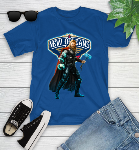 NBA Thor Avengers Endgame Basketball New Orleans Pelicans Youth T-Shirt 9