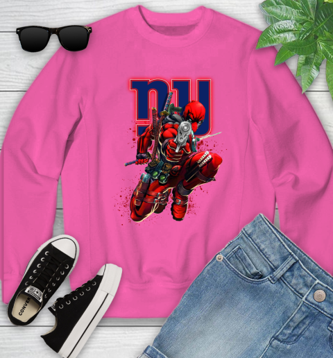 NFL Deadpool Marvel Comics Sports Football New York Giants Youth Sweatshirt 7