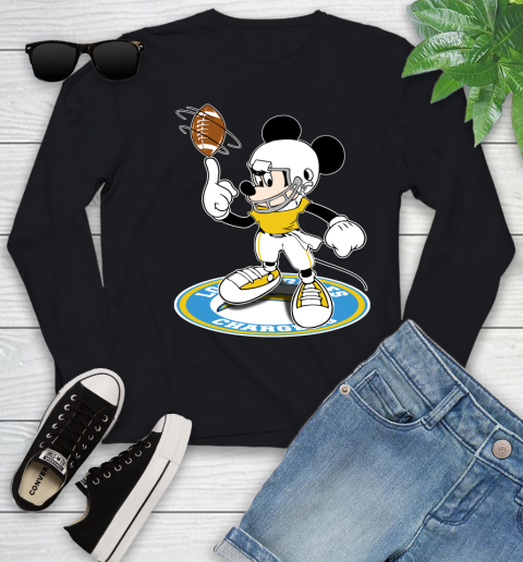 NFL Football Los Angeles Chargers Cheerful Mickey Disney Shirt Youth Long Sleeve NFL Football Los Angeles Chargers Cheerful Mickey Disney Shirt Youth Long Sleeve