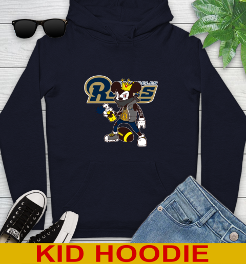 Los Angeles Rams NFL Football Mickey Peace Sign Sports Youth Hoodie - Image 5