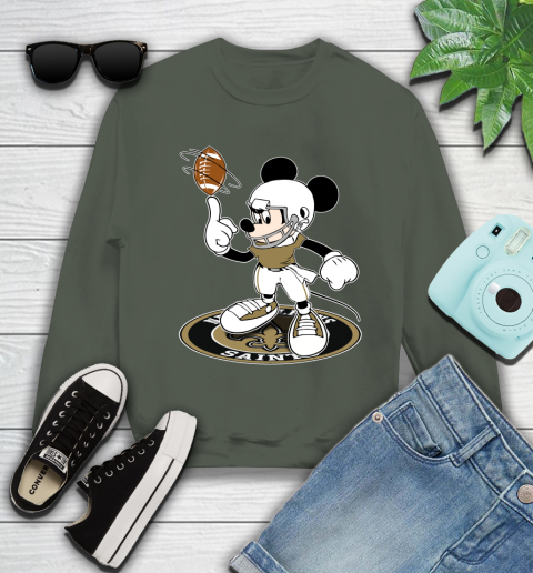 NFL Football New Orleans Saints Cheerful Mickey Disney Shirt Youth Sweatshirt Tee For Sports