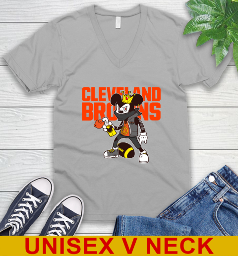 Cleveland Browns NFL Football Mickey Peace Sign Sports V-Neck T-Shirt 4