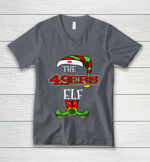 San Francisco 49ers Christmas ELF Funny NFL V-Neck T-Shirt 4