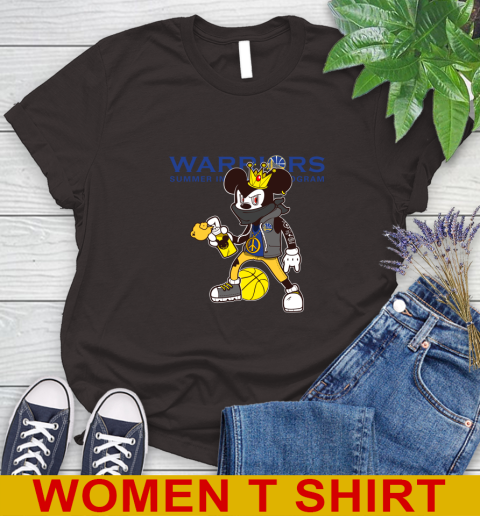 Golden State Warriors NBA Basketball Mickey Peace Sign Sports Women's T-Shirt 8