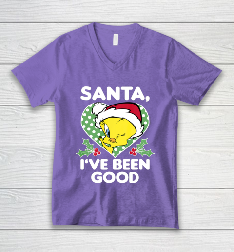 Looney Tunes Christmas Tweety Bird Santa I ve Been Good V-Neck T-Shirt 8