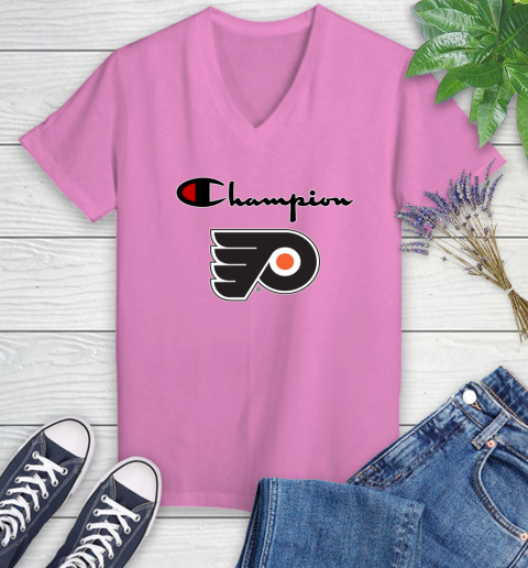 NHL Hockey Philadelphia Flyers Champion Shirt Women's V-Neck T-Shirt 10