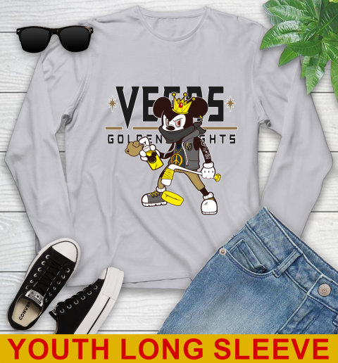 Vegas Golden Knights NHL Hockey Mickey Peace Sign Sports Youth Long Sleeve - Image 7