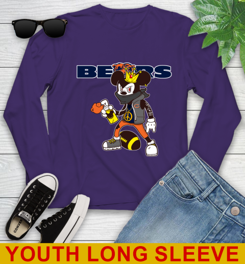 Chicago Bears NFL Football Mickey Peace Sign Sports Youth Long Sleeve 5