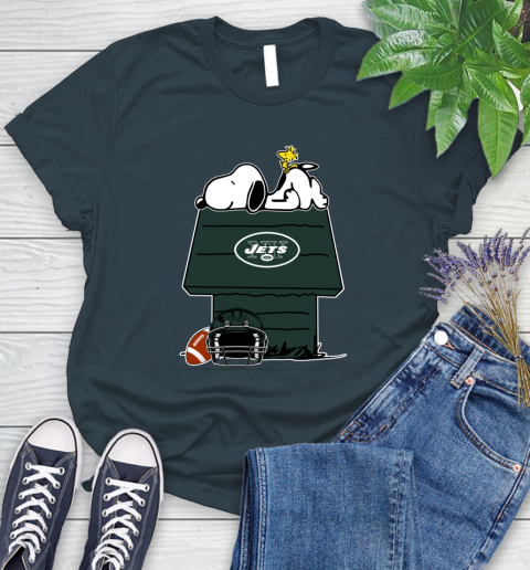 New York Jets NFL Football Snoopy Woodstock The Peanuts Movie Women's T-Shirt 8
