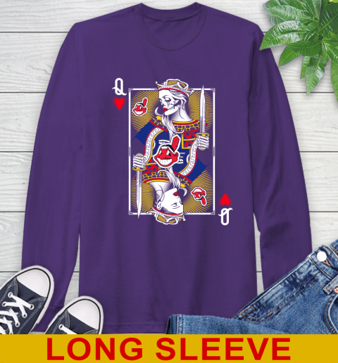 MLB Baseball Cleveland Indians The Queen Of Hearts Card Shirt Long Sleeve T-Shirt 5