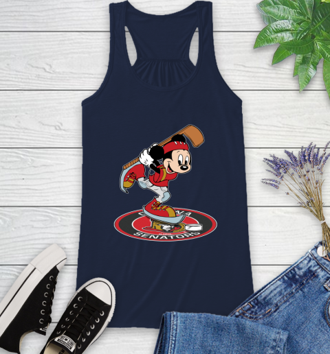 NHL Hockey Ottawa Senator Cheerful Mickey Disney Shirt Racerback Tank 11