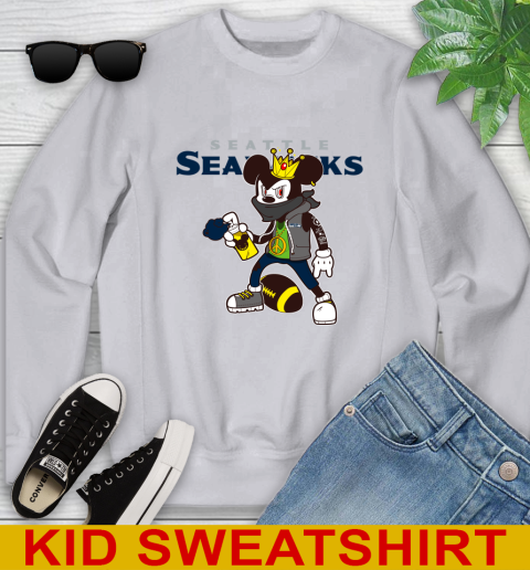 Seattle Seahawks NFL Football Mickey Peace Sign Sports Youth Sweatshirt 4