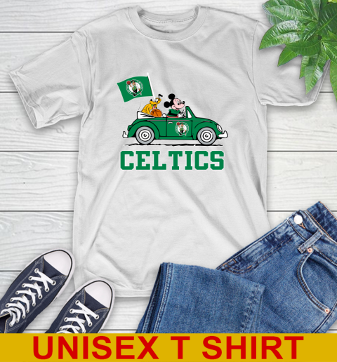 NBA Basketball Boston Celtics Pluto Mickey Driving Disney Shirt T-Shirt