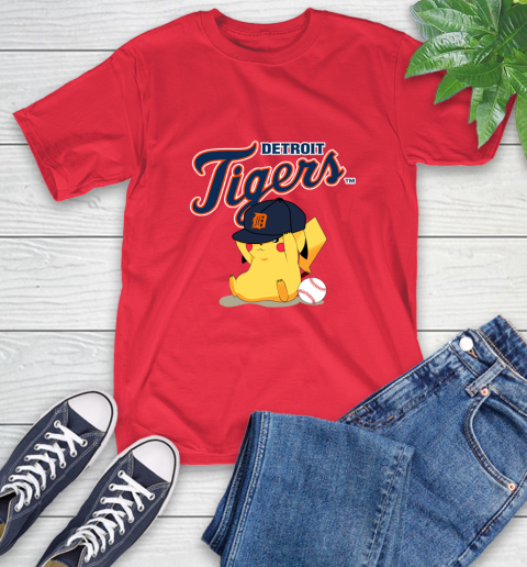 MLB Pikachu Baseball Sports Detroit Tigers T-Shirt 10