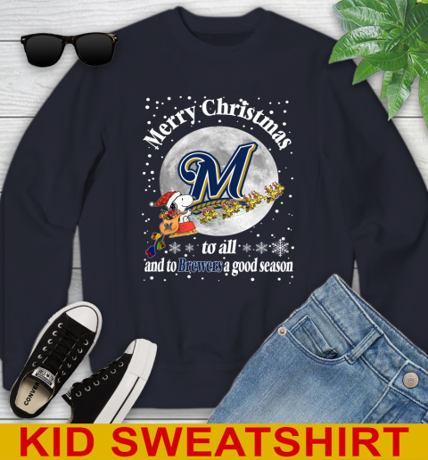 Milwaukee Brewers Merry Christmas To All And To Brewers A Good Season MLB Baseball Sports Youth Sweatshirt 2