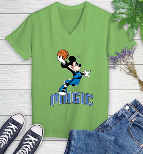 NBA Basketball Orlando Magic Cheerful Mickey Mouse Shirt Women's V-Neck T-Shirt 9