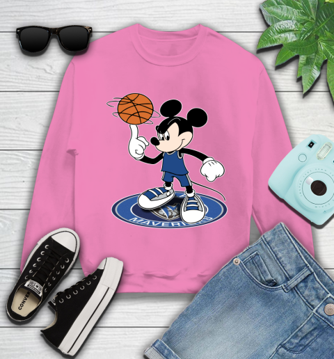 NBA Basketball Dallas Mavericks Cheerful Mickey Disney Shirt Youth Sweatshirt 6