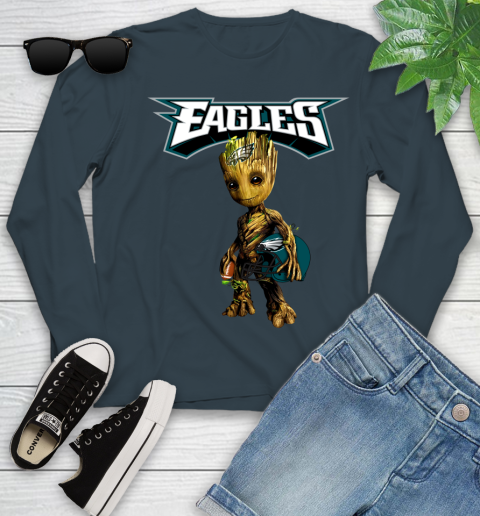 Philadelphia Eagles NFL Football Groot Marvel Guardians Of The Galaxy Youth Long Sleeve 8