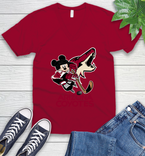 NHL Arizona Coyotes Mickey Mouse Disney Hockey T Shirt V-Neck T-Shirt 8
