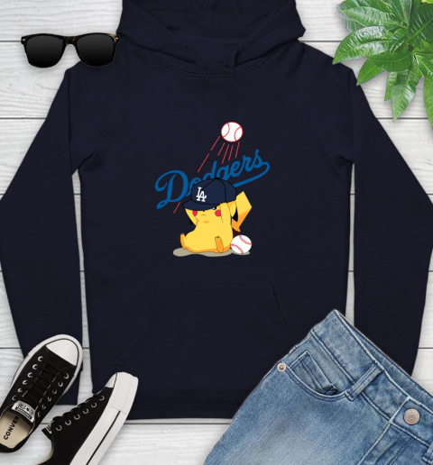 MLB Pikachu Baseball Sports Los Angeles Dodgers Youth Hoodie 4