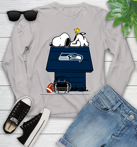Seattle Seahawks NFL Football Snoopy Woodstock The Peanuts Movie Youth Long Sleeve 12