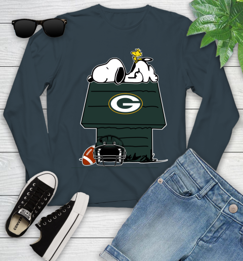 Green Bay Packers NFL Football Snoopy Woodstock The Peanuts Movie Youth Long Sleeve 8
