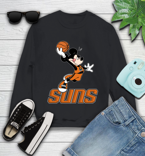 NBA Basketball Phoenix Suns Cheerful Mickey Mouse Shirt Youth Sweatshirt