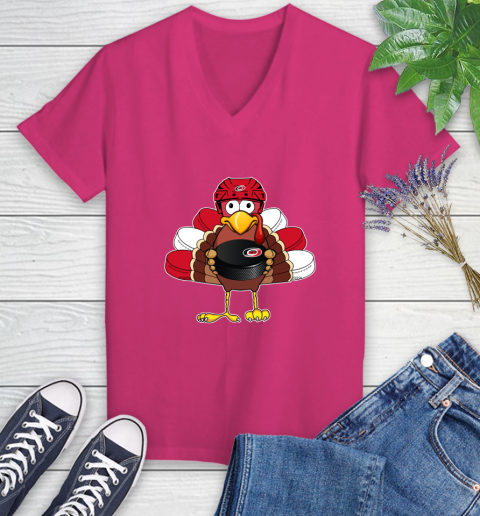 Carolina Hurricanes Turkey Thanksgiving Day Women's V-Neck T-Shirt 9