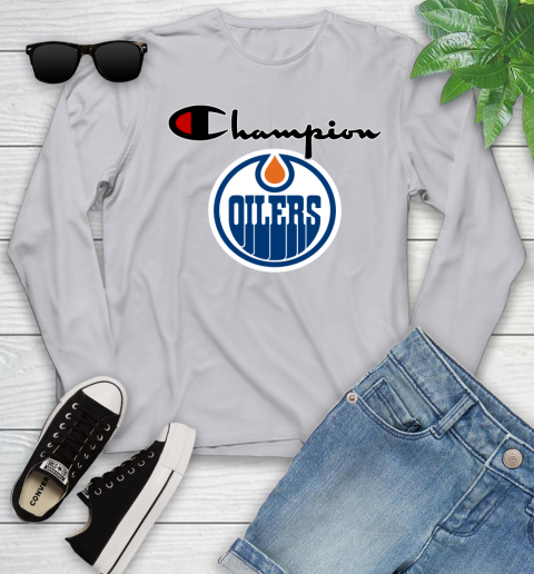 NHL Hockey Edmonton Oilers Champion Shirt Youth Long Sleeve 3