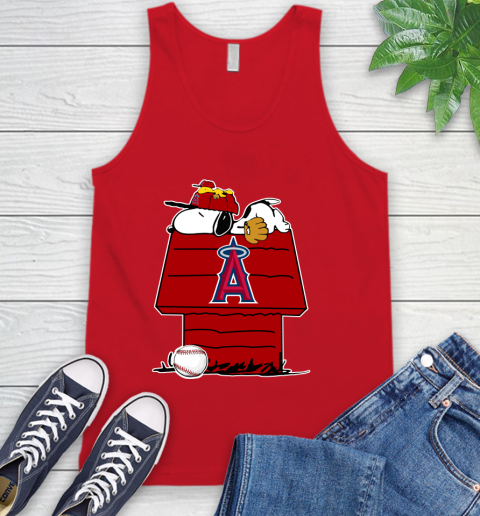 MLB Los Angeles Angels Snoopy Woodstock The Peanuts Movie Baseball T Shirt Tank Top 6