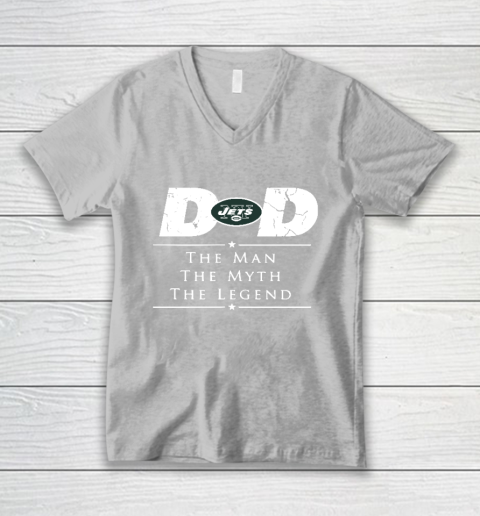 New York Jets NFL Football Dad The Man The Myth The Legend V-Neck T-Shirt 3