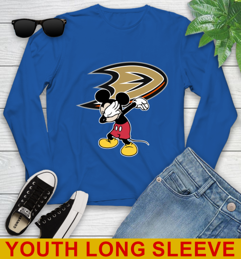 Anaheim Ducks NHL Hockey Dabbing Mickey Disney Sports Youth Long Sleeve 10