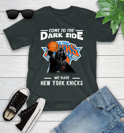 NBA Come To The Dark Side We Have New York Knicks Star Wars Darth Vader Basketball Youth T-Shirt 6
