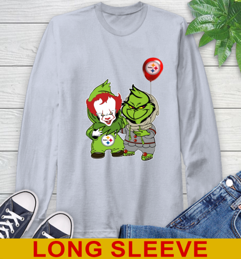 Pittsburgh Steelers Baby Pennywise Grinch Christmas NFL Football Long Sleeve T-Shirt 6