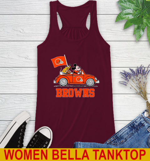NFL Football Cleveland Browns Pluto Mickey Driving Disney Shirt Racerback Tank 3