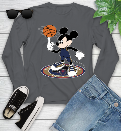 NBA Basketball New Orleans Pelicans Cheerful Mickey Disney Shirt Youth Long Sleeve 8