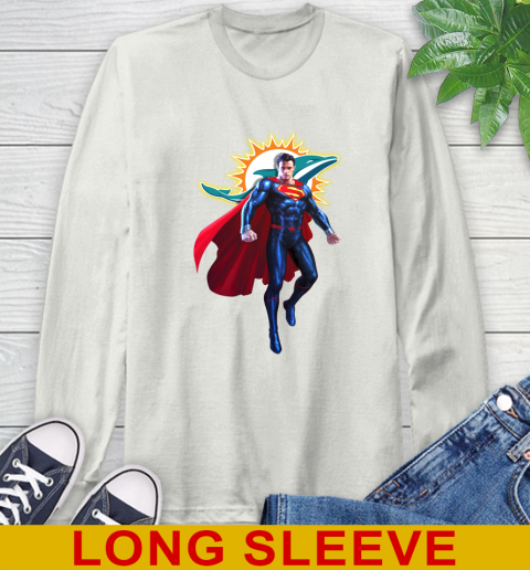 NFL Superman DC Sports Football Miami Dolphins Long Sleeve T-Shirt 12